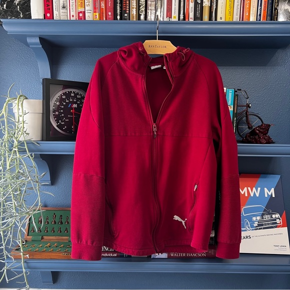 Puma Burgundy Zip Up Hooded Jacket Men’s - Picture 5 of 16